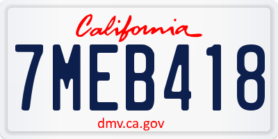 CA license plate 7MEB418