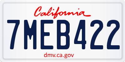 CA license plate 7MEB422