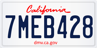 CA license plate 7MEB428
