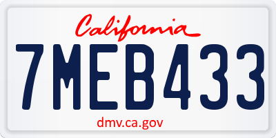 CA license plate 7MEB433