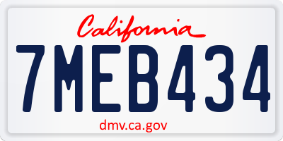 CA license plate 7MEB434