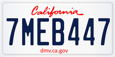 CA license plate 7MEB447