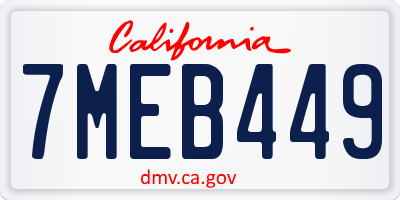 CA license plate 7MEB449
