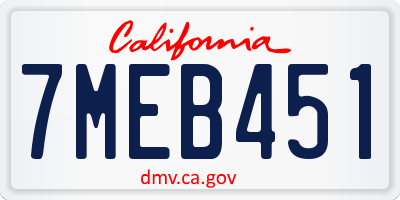 CA license plate 7MEB451