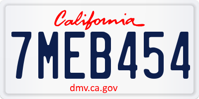 CA license plate 7MEB454