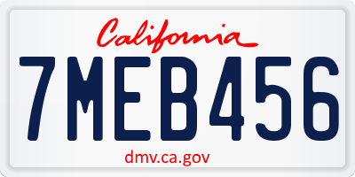 CA license plate 7MEB456