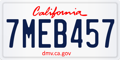 CA license plate 7MEB457