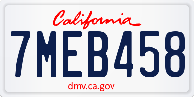 CA license plate 7MEB458