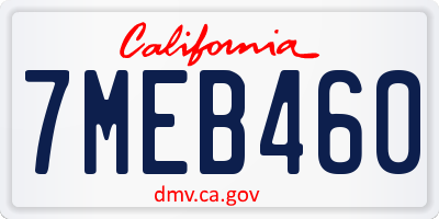 CA license plate 7MEB460