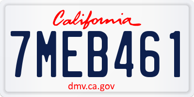CA license plate 7MEB461