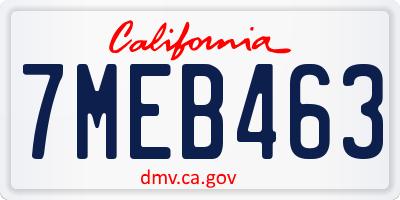 CA license plate 7MEB463