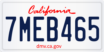 CA license plate 7MEB465