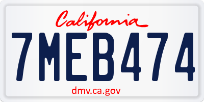 CA license plate 7MEB474