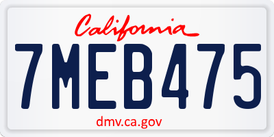 CA license plate 7MEB475