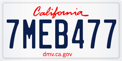 CA license plate 7MEB477