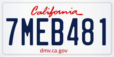 CA license plate 7MEB481