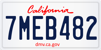 CA license plate 7MEB482