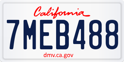 CA license plate 7MEB488