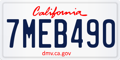 CA license plate 7MEB490