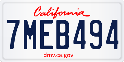 CA license plate 7MEB494