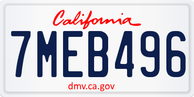 CA license plate 7MEB496