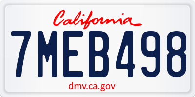 CA license plate 7MEB498