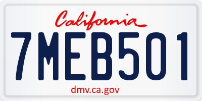 CA license plate 7MEB501