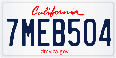 CA license plate 7MEB504