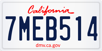 CA license plate 7MEB514