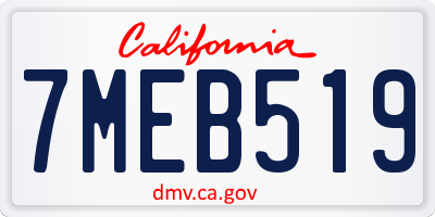 CA license plate 7MEB519
