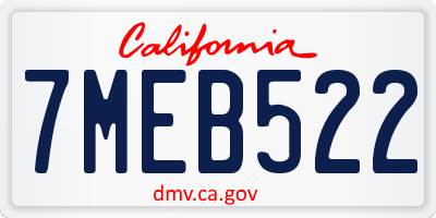 CA license plate 7MEB522