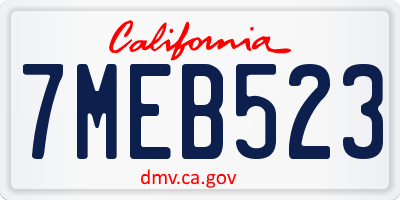 CA license plate 7MEB523