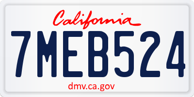 CA license plate 7MEB524