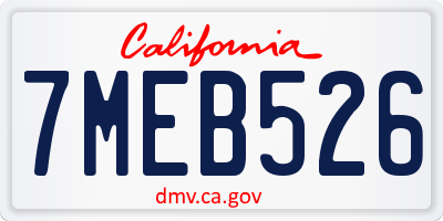 CA license plate 7MEB526