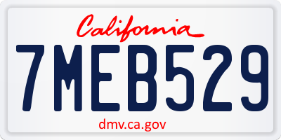 CA license plate 7MEB529