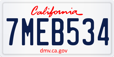 CA license plate 7MEB534
