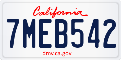 CA license plate 7MEB542