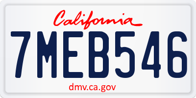 CA license plate 7MEB546