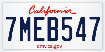 CA license plate 7MEB547