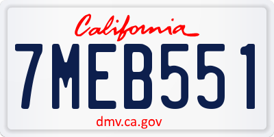 CA license plate 7MEB551