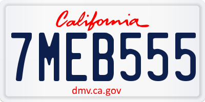 CA license plate 7MEB555