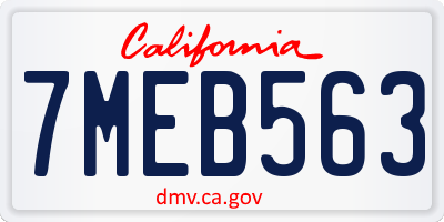 CA license plate 7MEB563
