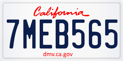 CA license plate 7MEB565