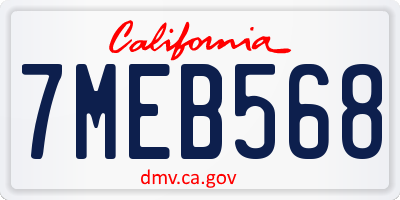 CA license plate 7MEB568