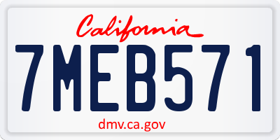 CA license plate 7MEB571