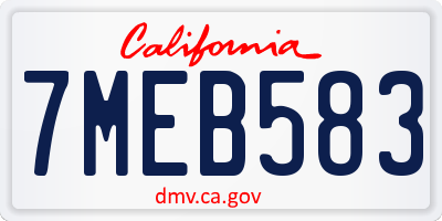 CA license plate 7MEB583