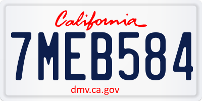 CA license plate 7MEB584