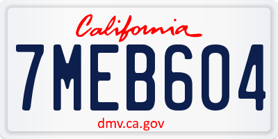 CA license plate 7MEB604