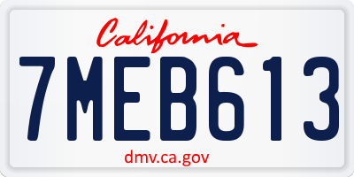 CA license plate 7MEB613