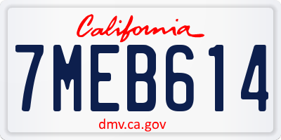 CA license plate 7MEB614